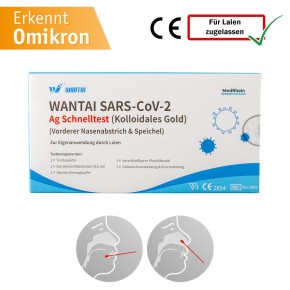 COVID-19 Wantai Antigen-Nasal und Lolli-Test Laientest  (Selbsttest) CE zertifiziert (1 Stück)