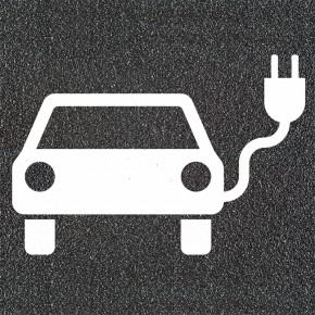 Fahrbahnmarkierung - Symbol Elektroauto - Asphaltaufkleber