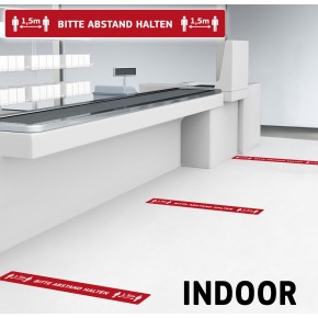Fußbodenaufkleber mit Hygienehinweis - Bitte Abstand halten - 100 x 12,5 cm - Indoor - DEUTSCH