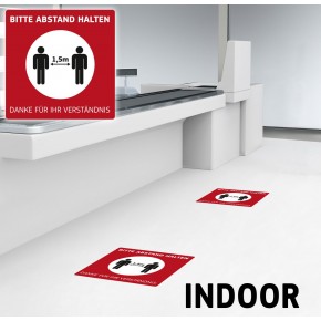 Fußbodenaufkleber mit Hygienehinweis - Bitte Abstand Halten - 40 x 40 cm  - Indoor - DEUTSCH