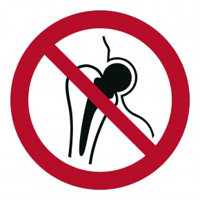 Verbotsschild Metallimplantate verboten - kein Zutritt für Personen mit Implanten aus Metall - P014