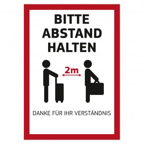 Poster „Bitte Abstand halten“ für Kundenstopper DIN A1 auf PVC-Plane - Motiv Koffer
