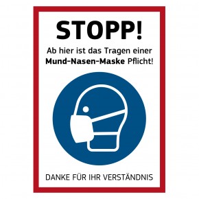 PVC-Plane „Stopp! Mund-Nasen-Maske Pflicht“ - DIN A1