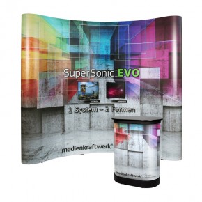 SuperSonic® EVO gebogen - Faltdisplay mit SmallBox Transportkoffer