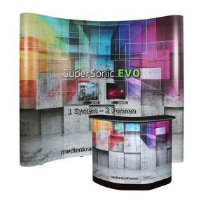 SuperSonic® EVO gebogen - Faltdisplay mit LargeBox Transportkoffer