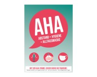 Poster oder Hinweisschild - Abstand - Hygiene - Alltagsmasken (AHA) - Motiv 1 - rot